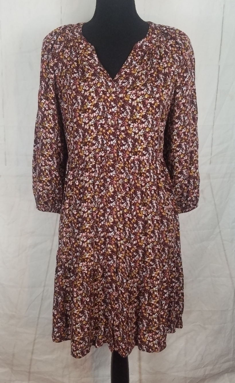 Destination Maternity floral long sleeve button front dress